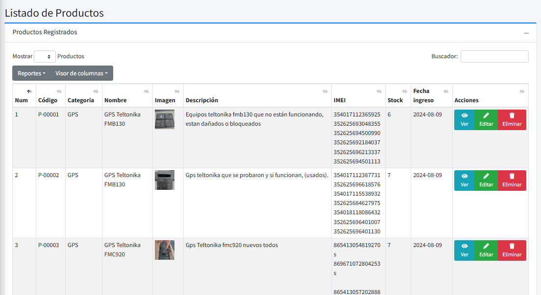 Gestión de productos