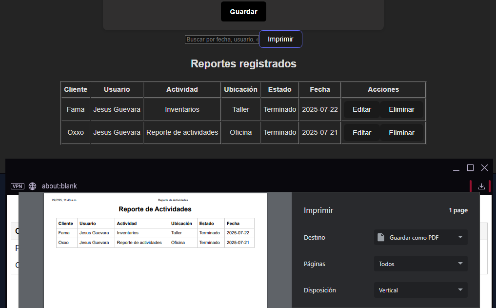 Filtros y Reporte